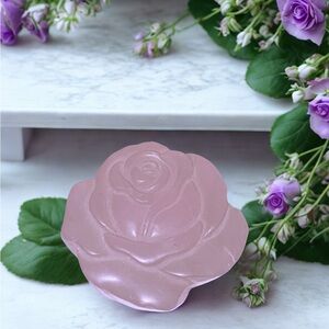 Hand Carved Rose Quartz Rose | Pale Pink Crystal Carving | Approx. 1.4x1.25x0.4